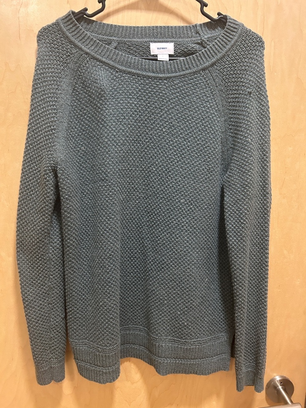 Old Navy Olive Crewneck Waffle Knit Sweater